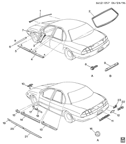 BODY MOLDINGS-SHEET METAL-REAR COMPARTMENT HARDWARE-ROOF HARDWARE Chevrolet Monte Carlo 1997-1998 W69 MOLDINGS/BODY