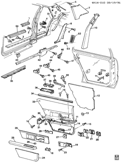 INTERIOR TRIM-FRONT SEAT TRIM-SEAT BELTS Buick Lesabre 1992-1992 H TRIM/CENTER PILLAR, REAR DOOR & QUARTER