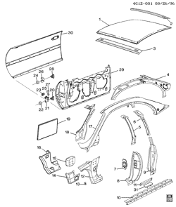 BODY MOLDINGS-SHEET METAL-REAR COMPARTMENT HARDWARE-ROOF HARDWARE Buick Riviera 1995-1999 G SHEET METAL/BODY PART 2 DOORS & ROOF