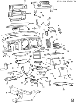 WINDSHIELD-WIPER-MIRRORS-INSTRUMENT PANEL-CONSOLE-DOORS Buick Somerset 1992-1993 N INSTRUMENT PANEL PART 1