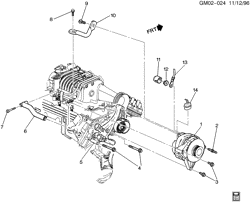 STARTER-GENERATOR-IGNITION-ELECTRICAL-LAMPS Pontiac Bonneville 1997-1999 H GENERATOR MOUNTING-V6 3.8-1(L67)