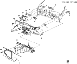 CONJUNTO DA CARROCERIA, CONDICIONADOR DE AR - ÁUDIO/ENTRETENIMENTO Chevrolet Camaro 1997-2002 F AIR DISTRIBUTION SYSTEM