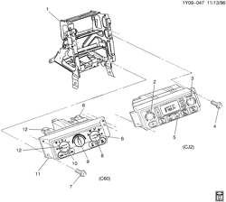 BODY MOUNTING-AIR CONDITIONING-AUDIO/ENTERTAINMENT Chevrolet Corvette 1997-2002 Y A/C & HEATER CONTROL ASM (CJ2,C60)