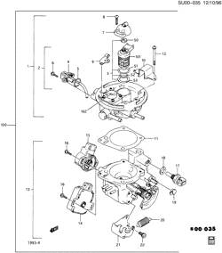 FUEL SYSTEM-EXHAUST-EMISSION SYSTEM Chevrolet Sprint 1989-1991 M THROTTLE BODY ,USE WITH VIN BEGINNING JG, EXCEPT TURBO (Z02)
