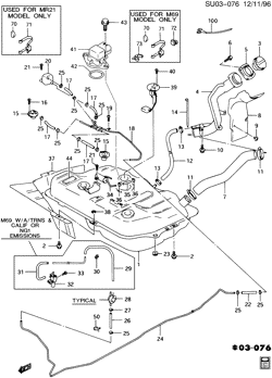 FUEL SYSTEM-EXHAUST-EMISSION SYSTEM Chevrolet Metro 1995-1997 M FUEL TANK