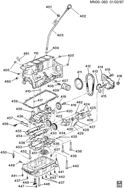MOTOR 4 CILINDROS Chevrolet Cavalier 1996-1996 J ENGINE ASM-2.4L L4 PART 4 OIL PUMP, PAN & RELATED PARTS (LD9/2.4T)