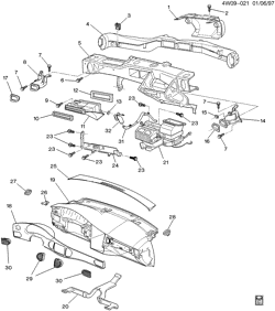 BODY MOUNTING-AIR CONDITIONING-AUDIO/ENTERTAINMENT Buick Regal 1997-2004 W AIR DISTRIBUTION SYSTEM