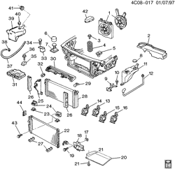 FRONT END SHEET METAL-HEATER-VEHICLE MAINTENANCE Buick Park Avenue 1993-1993 C SHEET METAL/FRONT END PART 3