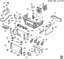 FRONT END SHEET METAL-HEATER-VEHICLE MAINTENANCE Buick Park Avenue 1994-1995 C SHEET METAL/FRONT END PART 3