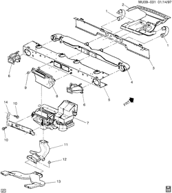 BODY MOUNTING-AIR CONDITIONING-AUDIO/ENTERTAINMENT Pontiac Transport APV 1997-2000 U AIR DISTRIBUTION SYSTEM/FRONT