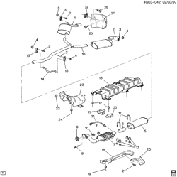 FUEL SYSTEM-EXHAUST-EMISSION SYSTEM Buick Riviera 1996-1996 G EXHAUST SYSTEM-V6
