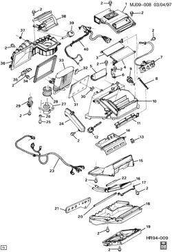 BODY MOUNTING-AIR CONDITIONING-AUDIO/ENTERTAINMENT Chevrolet Cavalier 1995-1996 J A/C & HEATER MODULE ASM (C60)