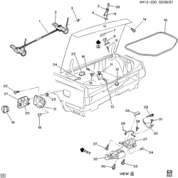 BODY MOLDINGS-SHEET METAL-REAR COMPARTMENT HARDWARE-ROOF HARDWARE Buick Lesabre 1995-1995 H REAR COMPARTMENT HARDWARE