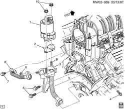 FUEL SYSTEM-EXHAUST-EMISSION SYSTEM Pontiac Grand Prix 1997-2003 W E.G.R. VALVE & RELATED PARTS (L36/3.8K,L67/3.8-1)