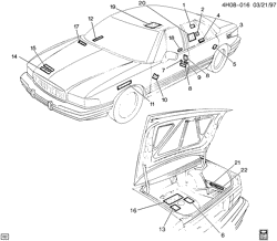 FRONT END SHEET METAL-HEATER-VEHICLE MAINTENANCE Buick Lesabre 1992-1992 H LABELS