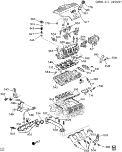 MOTEUR 6 CYLINDRES Buick Regal 1996-1996 W ENGINE ASM-3.8L V6 PART 5 MANIFOLDS & FUEL RELATED PARTS (L36/3.8K)