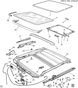 BODY MOLDINGS-SHEET METAL-REAR COMPARTMENT HARDWARE-ROOF HARDWARE Buick Regal 1992-1996 W SUNROOF (CF5)