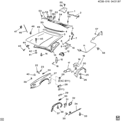FRONT END SHEET METAL-HEATER-VEHICLE MAINTENANCE Buick Park Avenue 1993-1995 C SHEET METAL/FRONT END PART 2