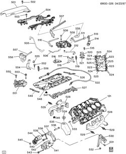 MOTOR 8 CILINDROS Cadillac Seville 1994-1995 K ENGINE ASM-4.9L V8 PART 5 MANIFOLDS & FUEL RELATED PARTS (L26/4.9B)