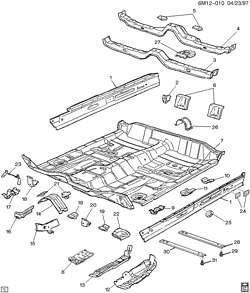 BODY MOLDINGS-SHEET METAL-REAR COMPARTMENT HARDWARE-ROOF HARDWARE Cadillac Seville 1998-1999 KD SHEET METAL/BODY PART 5-UNDERBODY