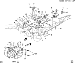 6-CYLINDER ENGINE Pontiac Bonneville 1995-1995 H ENGINE & TRANSMISSION MOUNTING-V6 3.8-1(L67)