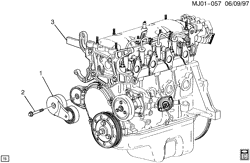 СИСТЕМА ОХЛАЖДЕНИЯ-РЕШЕТКА-МАСЛЯНАЯ СИСТЕМА Chevrolet Cavalier 1998-2002 J TENSIONER/DRIVE BELT (LN2/2.2-4)