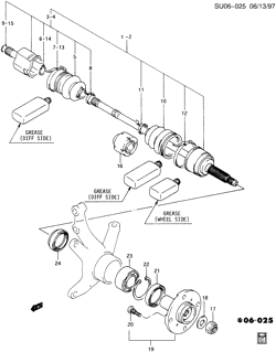 FRONT SUSPENSION-STEERING Chevrolet Metro 1995-2000 M08 DRIVE AXLE/FRONT LP2, 1.0L, 3 CYL ENG