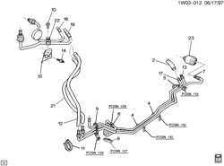 FUEL SYSTEM-EXHAUST-EMISSION SYSTEM Chevrolet Monte Carlo 1995-1996 W FUEL SUPPLY SYSTEM-FUEL LINES (L82/3.1M)