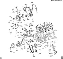 MOTOR 4 CILINDROS Chevrolet Cavalier 1998-2002 J ENGINE ASM-2.2L L4 PART 3 FRONT COVER & COOLING (LN2/2.2-4)