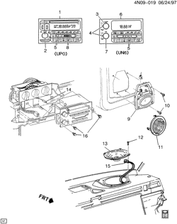 BODY MOUNTING-AIR CONDITIONING-AUDIO/ENTERTAINMENT Buick Skylark 1998-1998 N AUDIO SYSTEM