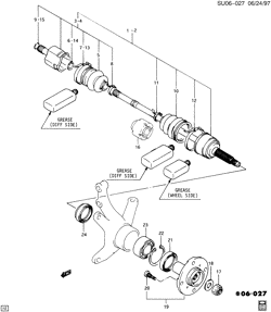 FRONT SUSPENSION-STEERING Chevrolet Metro 1995-1997 M DRIVE AXLE/FRONT L72,1.3 4 CYL ENG & A/TRNS