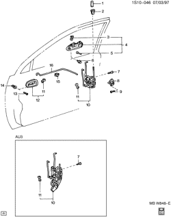 WINDSHIELD-WIPER-MIRRORS-INSTRUMENT PANEL-CONSOLE-DOORS Chevrolet Prizm 1993-1997 S DOOR LOCK & HARDWARE/FRONT