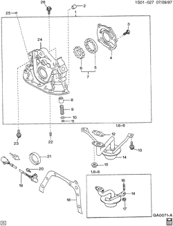 LUBRIFICAÇÃO - ARREFECIMENTO - GRADE DO RADIADOR Chevrolet Prizm 1993-1997 S ENGINE OIL PUMP (1.6-6)(L01),(1.8-8)(LV6)