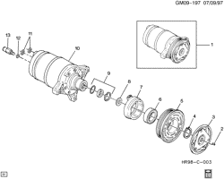 BODY MOUNTING-AIR CONDITIONING-AUDIO/ENTERTAINMENT Cadillac Seville 1998-1999 KD A/C COMPRESSOR ASM