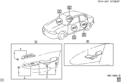 INTERIOR TRIM-FRONT SEAT TRIM-SEAT BELTS Chevrolet Prizm 1997-1997 S ARM REST/SIDE DOOR