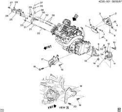 6-CYLINDER ENGINE Buick Park Avenue 1997-1998 C ENGINE & TRANSMISSION MOUNTING-V6 (L67/3.8-1)