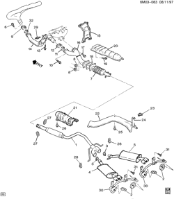 FUEL SYSTEM-EXHAUST-EMISSION SYSTEM Cadillac Hearse/Limousine 1998-1999 E,KD EXHAUST SYSTEM