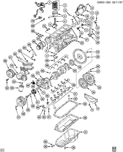 6-ЦИЛИНДРОВЫЙ ДВИГАТЕЛЬ Pontiac Sunbird 1987-1990 J ENGINE ASM-2.0L L4 PART 1 (LT3/2.0M)