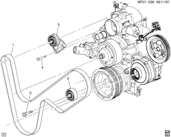 СИСТЕМА ОХЛАЖДЕНИЯ-РЕШЕТКА-МАСЛЯНАЯ СИСТЕМА Chevrolet Camaro 1998-2002 F TENSIONER/DRIVE BELT & IDLER PULLEYS(LS1/5.7G)