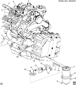 FUEL SYSTEM-EXHAUST-EMISSION SYSTEM Pontiac Bonneville 1998-1999 H VAPOR CANISTER & RELATED PARTS-V6 3.8K(L36)