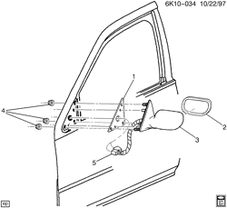 WINDSHIELD-WIPER-MIRRORS-INSTRUMENT PANEL-CONSOLE-DOORS Cadillac Seville 1998-2004 KS,KY MIRROR/REAR VIEW-EXTERIOR