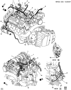 СТАРТЕР-ГЕНЕРАТОР-СИСТЕМА ЗАЖИГАНИЯ-ЭЛЕКТРООБОРУДОВАНИЕ-ЛАМПЫ Buick Lesabre 1996-1999 H WIRING HARNESS/ENGINE-V6 3.8K(L36)
