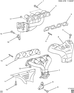 FUEL SYSTEM-EXHAUST-EMISSION SYSTEM Chevrolet Prizm 1998-2002 S INTAKE & EXHAUST MANIFOLD (1.8-8)(LV6)