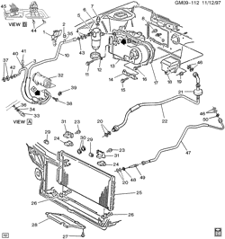 BODY MOUNTING-AIR CONDITIONING-AUDIO/ENTERTAINMENT Pontiac Bonneville 1992-1993 H A/C REFRIGERATION SYSTEM-V6 3.8L,3.8-1(L27,L67)
