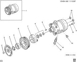 BODY MOUNTING-AIR CONDITIONING-AUDIO/ENTERTAINMENT Cadillac Catera 1997-2001 V A/C COMPRESSOR ASM