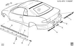 BODY MOLDINGS-SHEET METAL-REAR COMPARTMENT HARDWARE-ROOF HARDWARE Chevrolet Cavalier 1995-2000 JF67 MOLDINGS/BODY