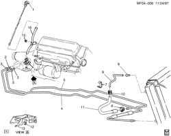 ТОРМОЗА Chevrolet Camaro 1998-2002 F FILLER TUBE & OIL COOLER PIPES (L36/3.8K, M30)