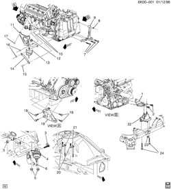 8-CYLINDER ENGINE Cadillac Seville 1998-1999 KS,KY ENGINE & TRANSMISSION MOUNTING-V8