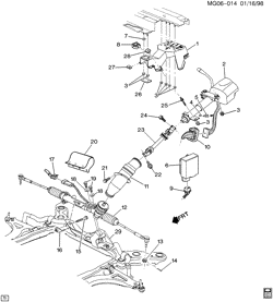 FRONT SUSPENSION-STEERING Buick Riviera 1996-1998 G STEERING SYSTEM & RELATED PARTS