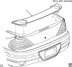 BODY MOLDINGS-SHEET METAL-REAR COMPARTMENT HARDWARE-ROOF HARDWARE Pontiac Grand Am 1999-2005 N SPOILER/REAR COMPARTMENT LID